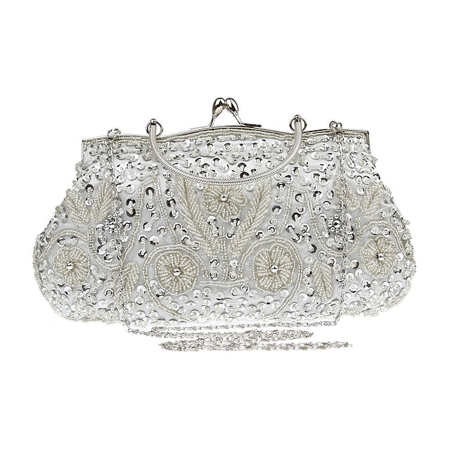 Evening White Clutch Beaded – Vintage Purse Women's