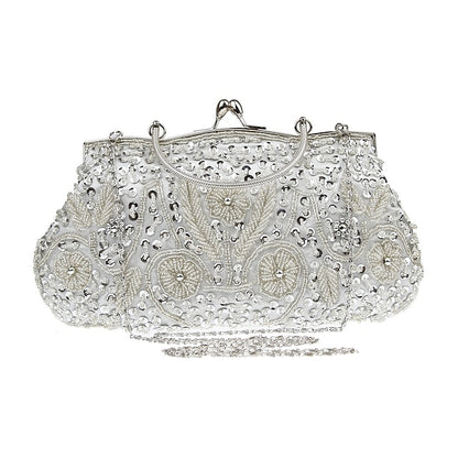 Evening White Clutch Beaded – Vintage Purse Women's