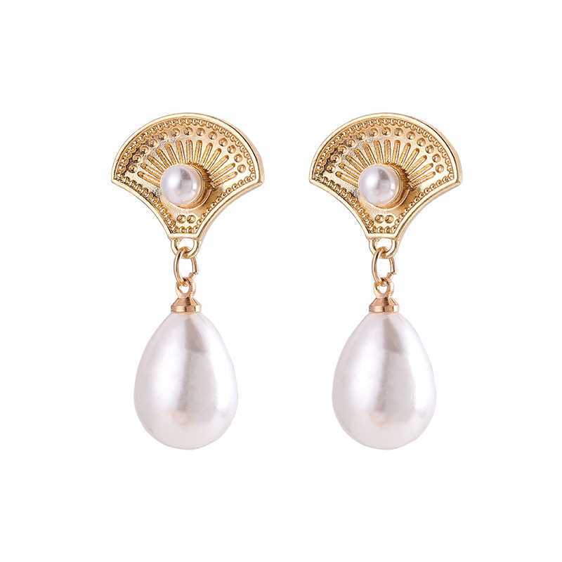 Boho Pearl Metallic Shell Dangle Earrings