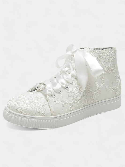 Satin Sneakers Women's Ivory Lace Wedding Ribbon Laces with