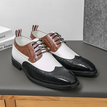 Shoes Tri-Color Brogue in Black Oxford Wingtip Men's