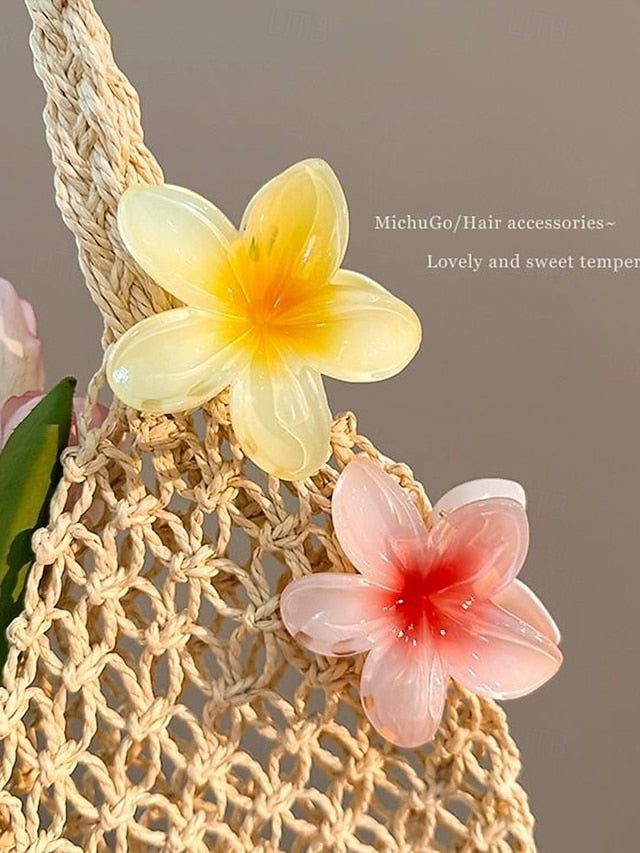 6PCS Hair Tropical Resin – Clips Plumeria Hawaiian Flower
