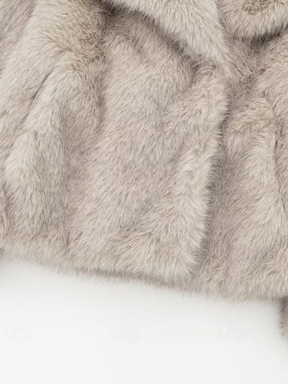 Furs Buttons Women's Comfortable Coat Warm Fur Faux