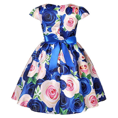 Flower Girls' Short Dress Sleeve Kids Party Floral