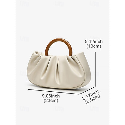 Clutch Faux with Bag Leather Women's Acrylic Tote Pleated