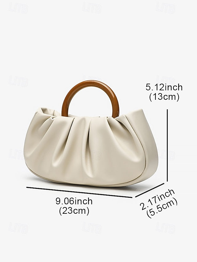 with Acrylic Bag Leather Tote Clutch Women's Pleated Faux
