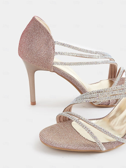 Women Heel for Sandals High Crystal Rhinestone – Strappy