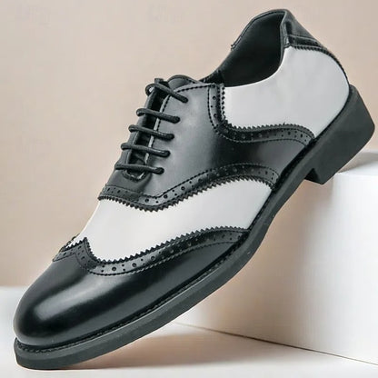 White and Two-Tone Men's Brogue Wingtip Shoes Oxford in