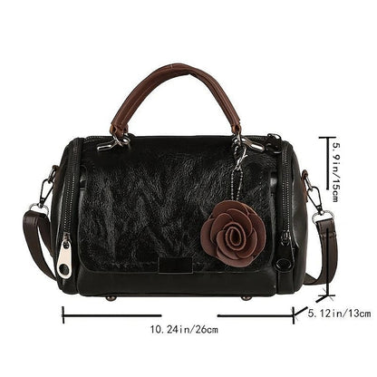 Handbag Vintage-Style Faux Leather Floral Women's with