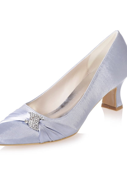 with Heels Blue Bow Rhinestone Royal Kitten Satin Women's