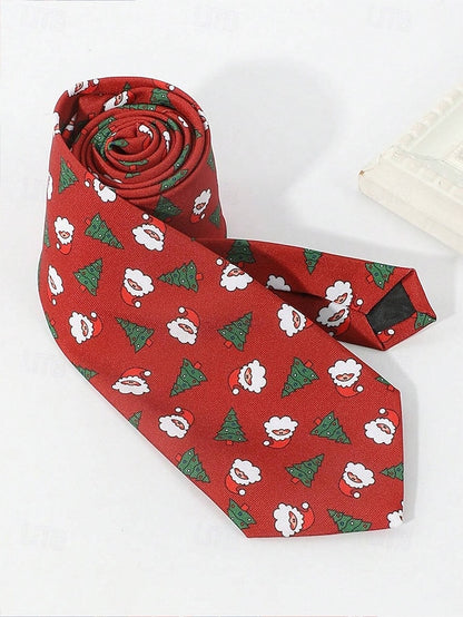 Tie Fun Christmas Men's and Polyester Silk Tree Santa –