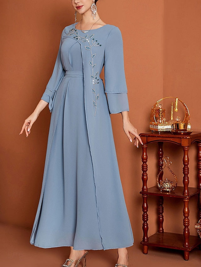 Length A-Line Floor Elegant Bride of the Dress Mother Neck V