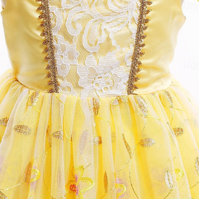 Princess Cute Dress Beauty Belle Flower the Beast Girl and
