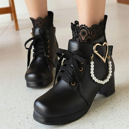 Lace-Up – White Bridal Women's Boots Wedding Ankle Shoes