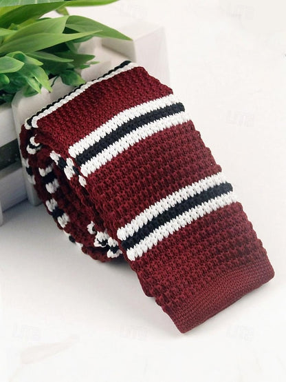 Men's Neck Stripe Woven Stylish Christmas Tie - Knit