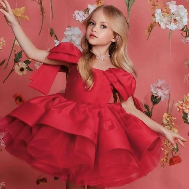 Girls' Kids Dress Girl Flower Solid Color Party