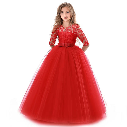 Kids Flower Girl Sleeve Dress Girls' Wedding Half