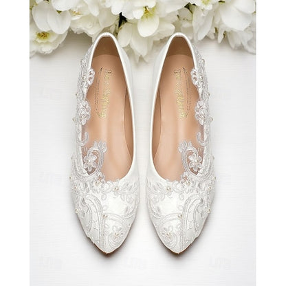 Embroidered – Flats Lace Vintage Ballet White Women's