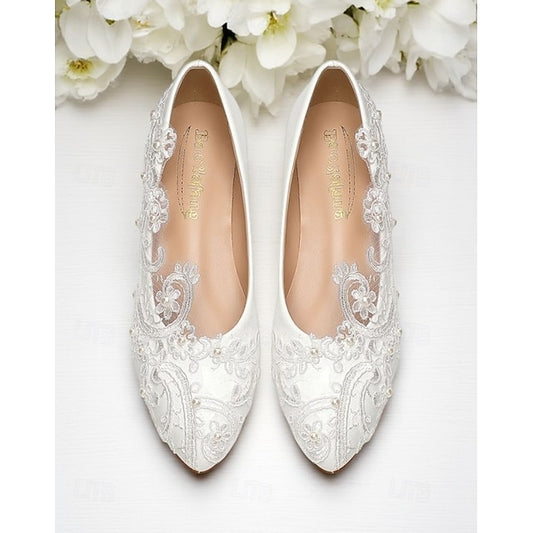 Embroidered – Flats Lace Vintage Ballet White Women's