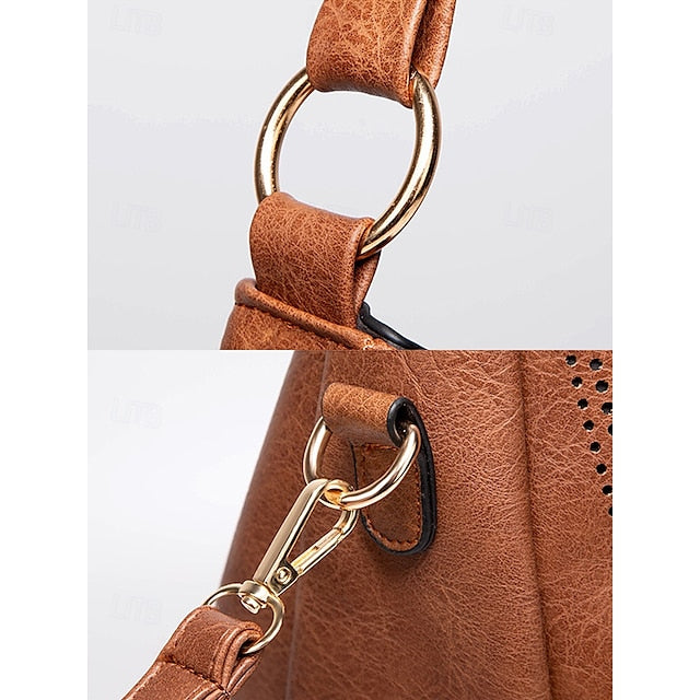 Set Women's Leather Bag Hobo with Matching Wallet Faux