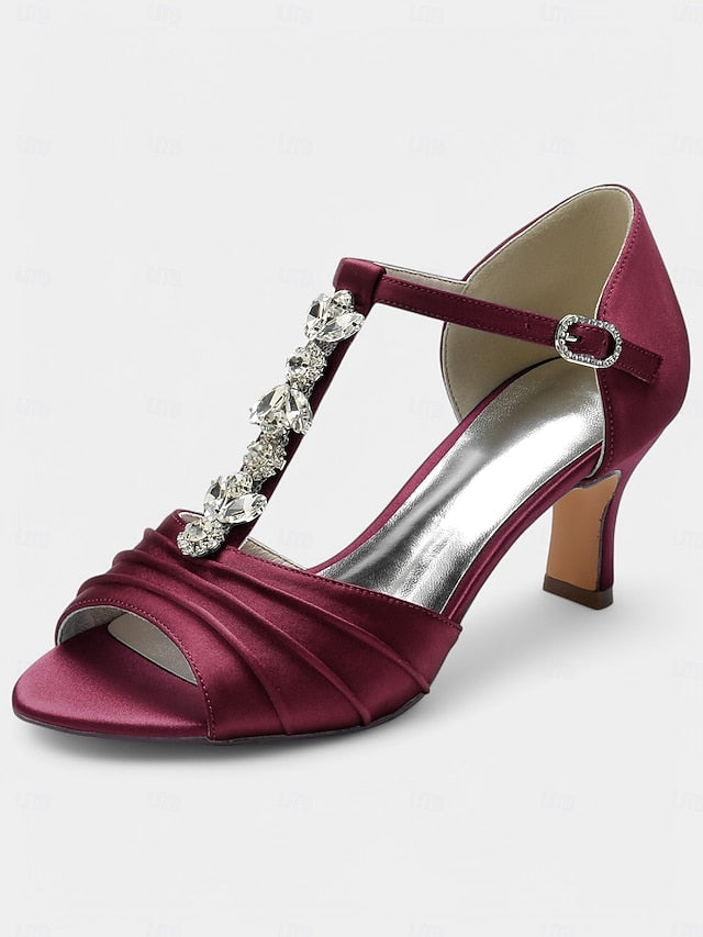 Crystal Bridal Open-Toe with Detail Heels Satin White –