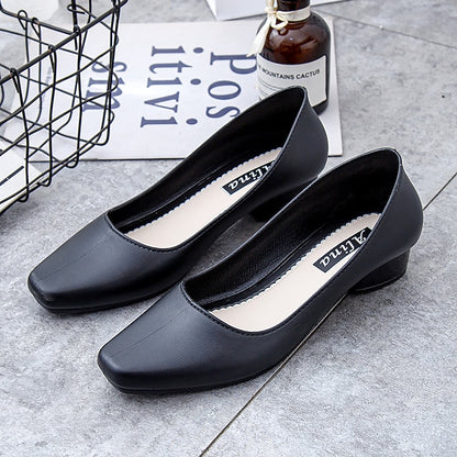 Slip-On Toe Low Black Heel Women's – Classic Pumps Round