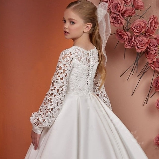 Solid Dress Flower Communion Kids Girls' Girl First