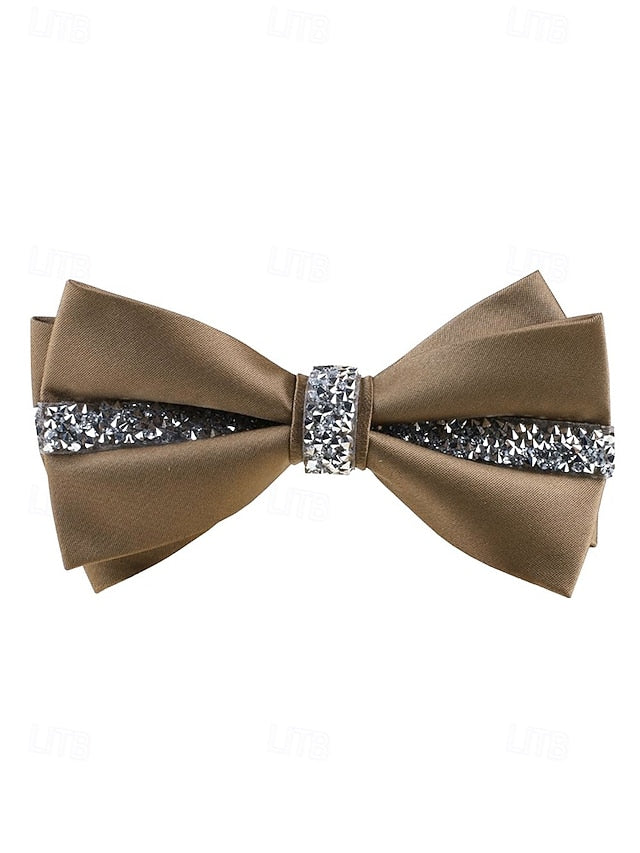 – Crystal Embellishment with Tie Elegant Satin Bow Burgundy