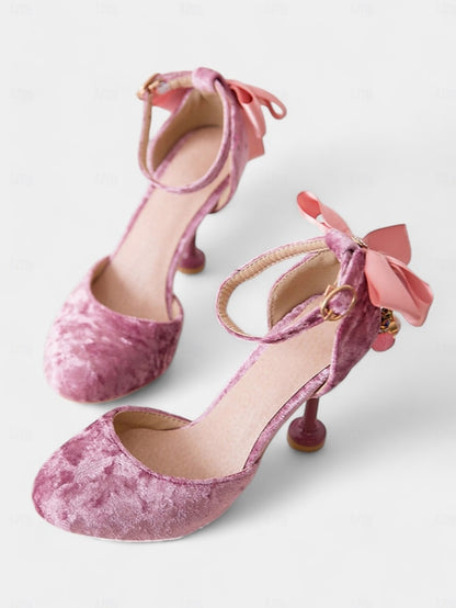 Velvet with Heels Women's Big Jane Bow Burgundy and Mary