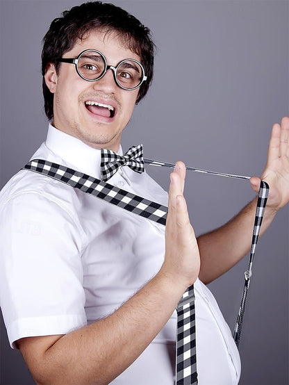 Set Suspender Tie and Christmas Bow Men's Adjustable Plaid