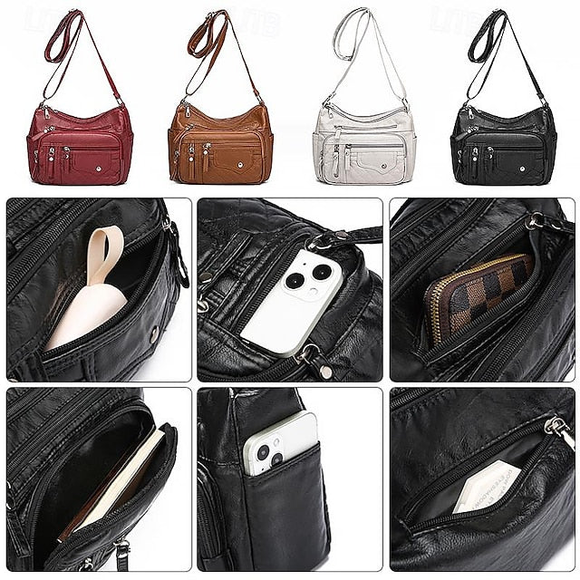 Leather Multiple Women's with Bag Quilted Crossbody Faux