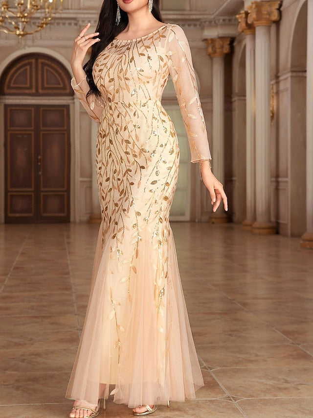 Dress Party Mother the Neck Floor Crew Bride of Elegant