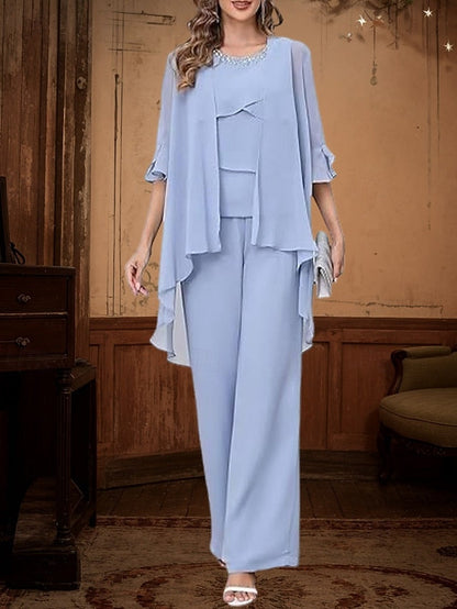 Mother Bride of Elegant 3 Dress the Piece Simple Pantsuit