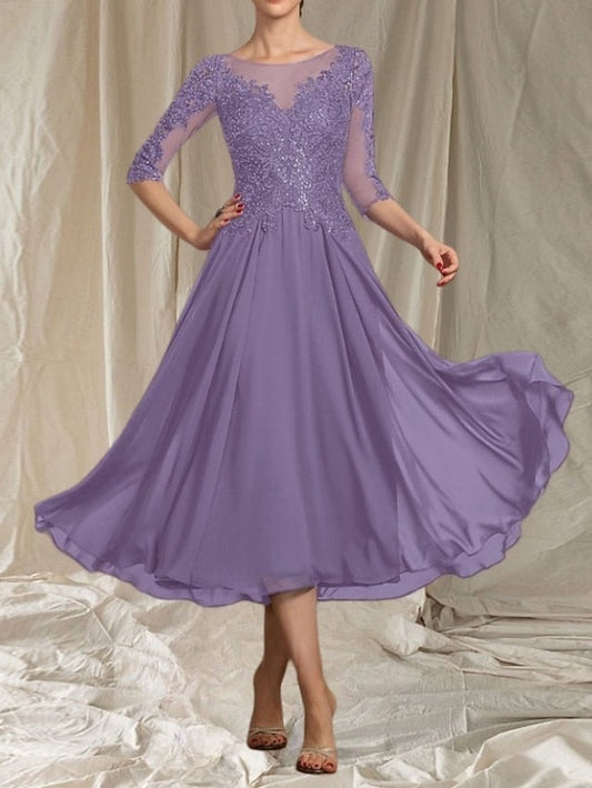 Neck A-Line Mother Bride Guest Crew the Elegant Wedding Dress of