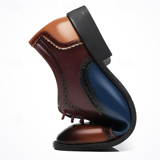 Men's Shoes – Black Brogue Faux Two-Tone Brown and