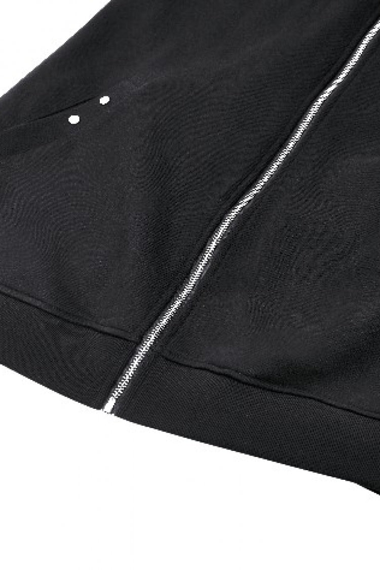 Ebony Long-Sleeve Zip-Up Gothic Batwing Hoodie