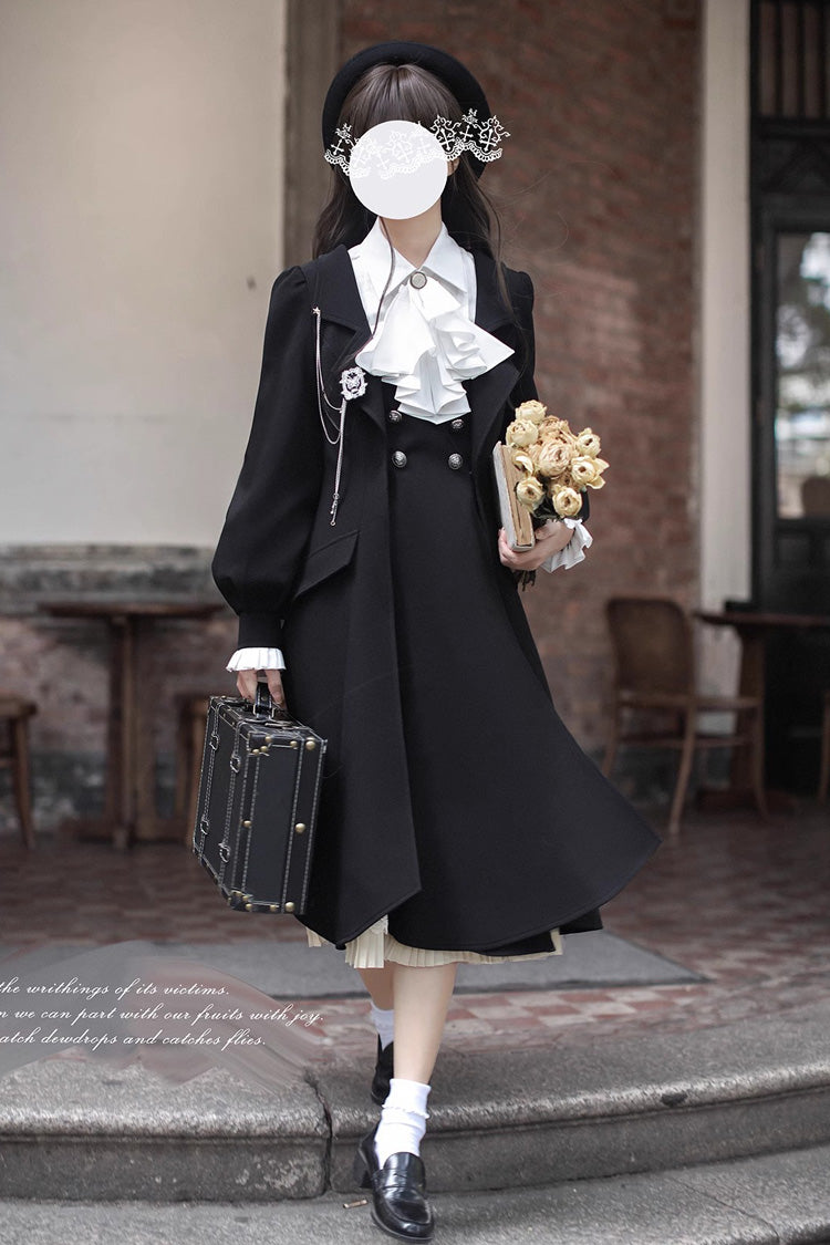 Ebony Ruffle Bow Lace Elegant Jumper Dress - Hathaway