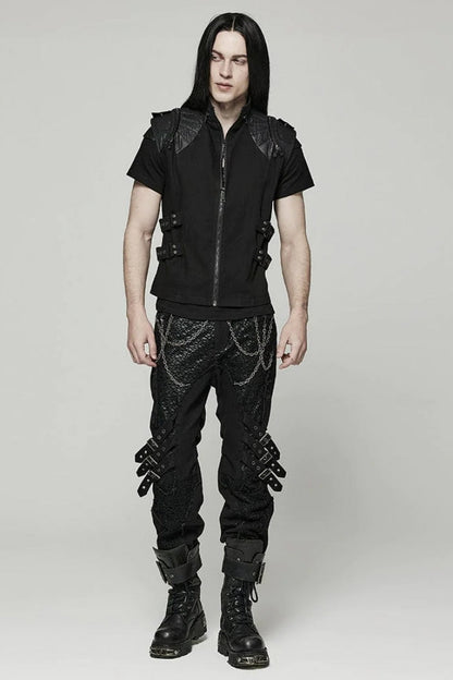 Steampunk Vest with Webbing and Stitching for Men