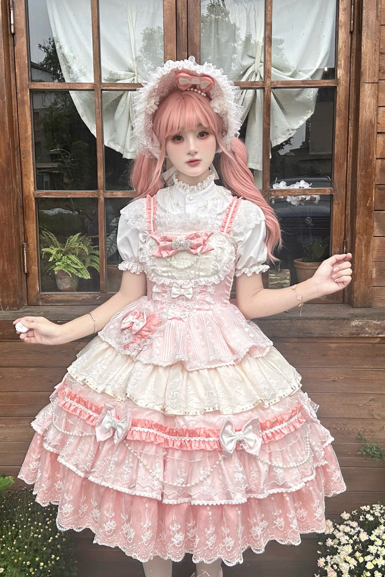 Blush Ruffled Hanayome Lace Princess JSK with Bow