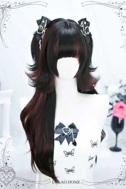 Crimson & Obsidian Slightly Curly Long Sweet Lolita Wigs