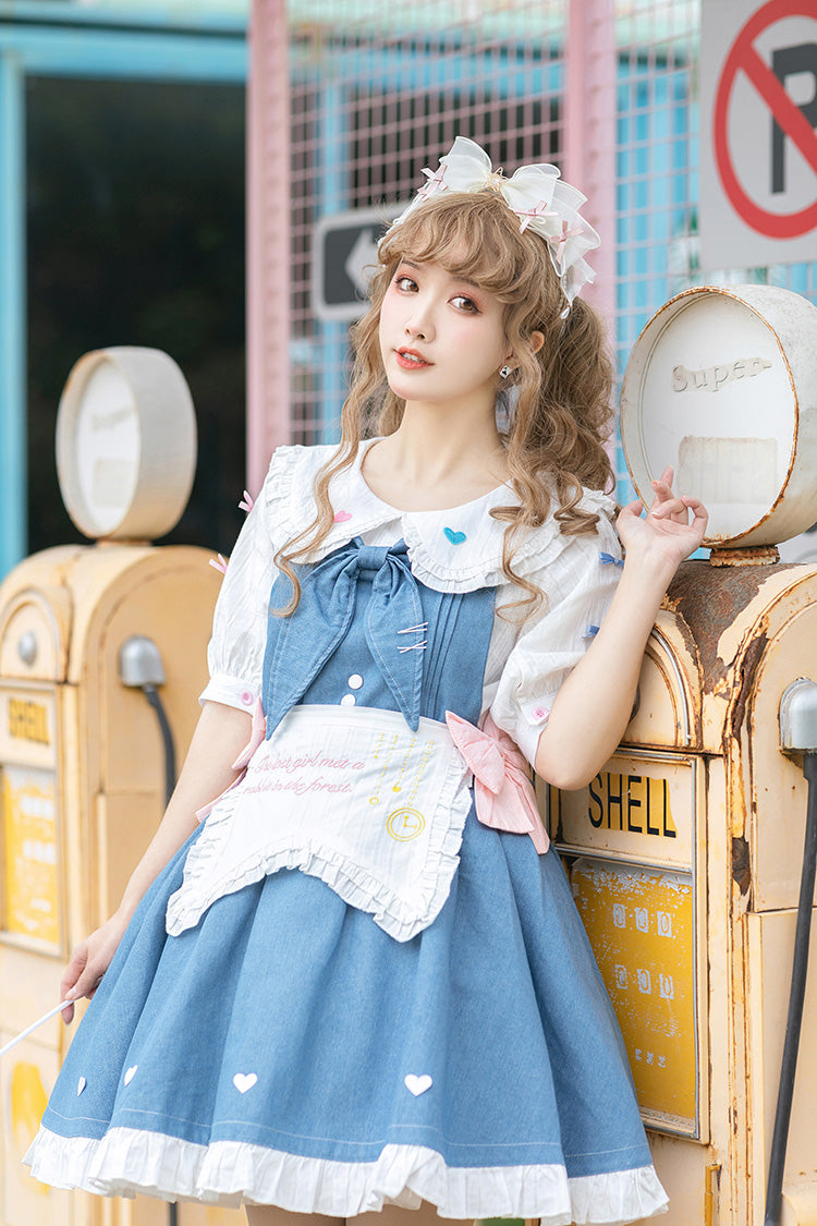 Azure Cowboys Are Busy Ruffle Bow Sweet Lolita Strap Gown