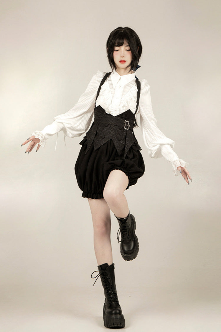 Ebony Long-Sleeve Pirate Style Gothic Shorts - Gold Hunter
