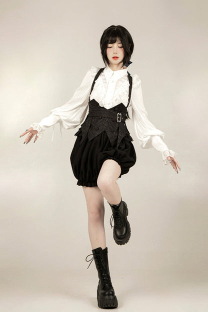 Ebony Long-Sleeve Pirate Style Gothic Shorts - Gold Hunter