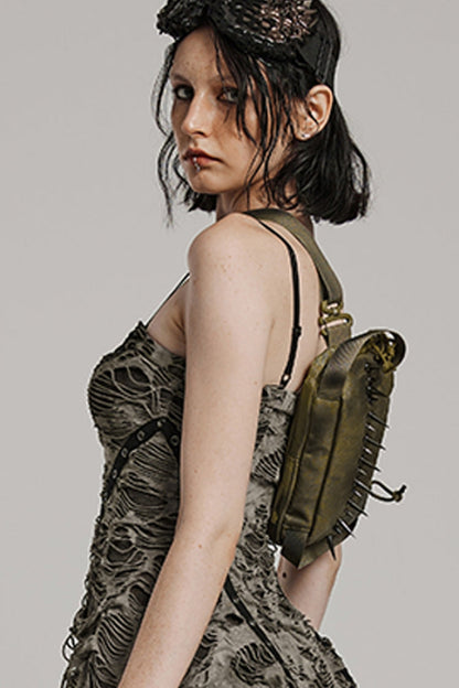 Military Rivets Steampunk Shoulder Bag for Women