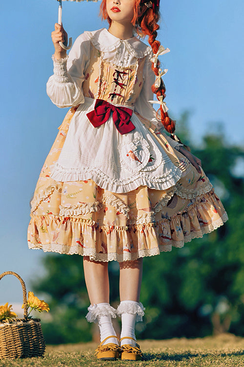 Sunlit Floral Ruffle Empire Waist Sweet JSK