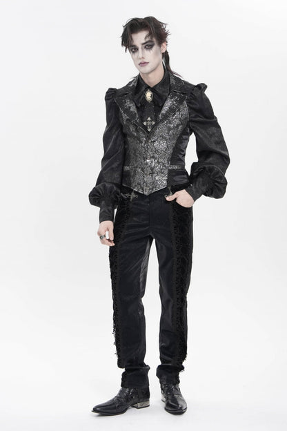 Embroidered Lace-Up Spliced Gothic Trousers for Men