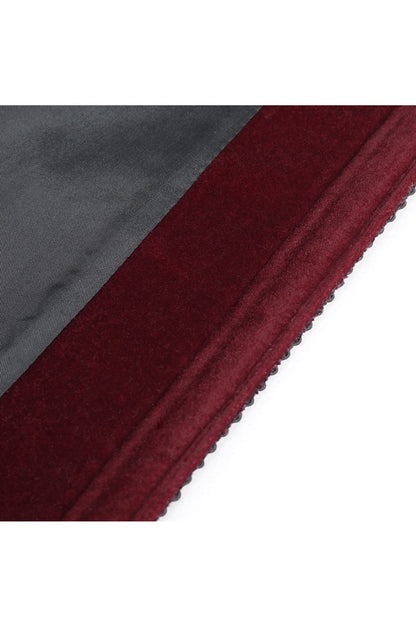 Crimson High-Neck Slim-Fit Gothic Coat with Embroidered Long Sleeves