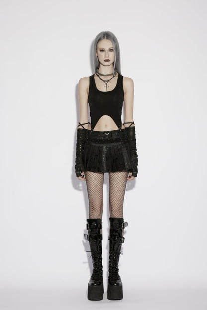 College-Style Pleated Punk Skirt with Cool Print
