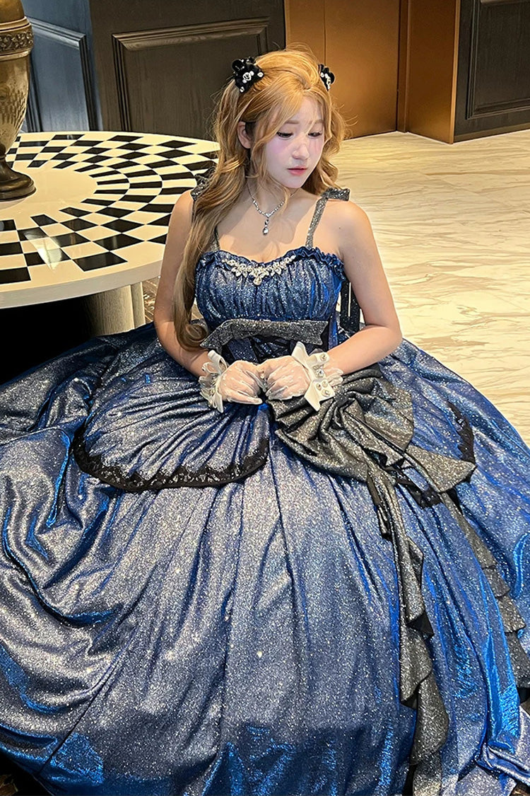 Galaxy of Fallen Tears Glitter Ruffle Asymmetric Sweet JSK