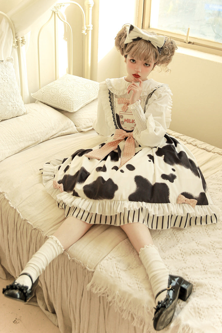 Cow Print Ruffled Bow Lolita JSK in Multiple Colors